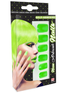 faux ongles vert fluo, faux ongles verts, faux ongles fluos, maquillage fluo