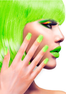 faux ongles fluo, faux ongles verts fluo, faux ongles années 80