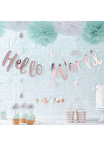 guirlande baby shower, décorations baby showers, décos babyshower, guirlandes baby showers fille, guirlandes baby shower garçon, ginger ray, Décoration Baby Shower, Guirlande Hello World, Rose Gold