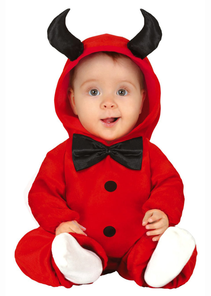 Déguisement Diable Bébé Avec Combinaison, Capuche, Ailes Et Queue - Halloween