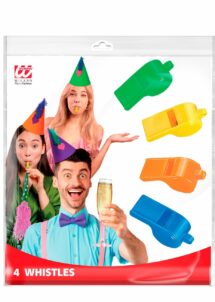 lot de 4 sifflets, sifflets en plastique