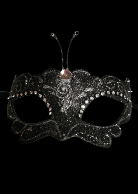 loup vénitien, masque vénitien, loup vénitien fait à la main, masque vénitien haute qualité, masque pour carnaval de venise, Libellula, Noir et Argent, Vénitien Fait Main