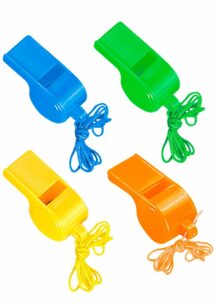 sifflets, lot de 4 sifflets plastiques