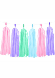 guirlande tassels, tassels en papier, décorations baby shower, Guirlande de Tassels, Mix Pastel