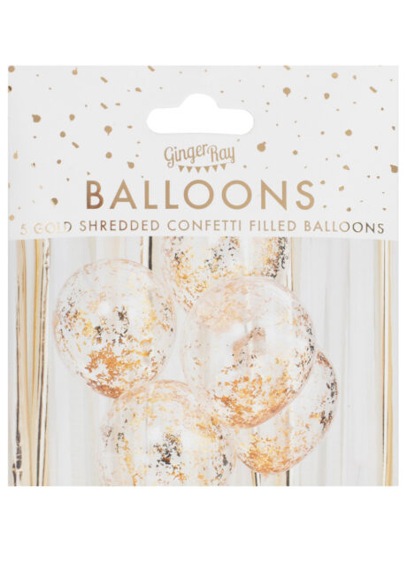 ballons confettis, ballons transparents, ginger ray, Bouquet de Ballons Confettis Feuille d’Or, Ginger Ray