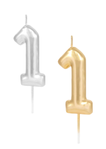 BOUGIE CHIFFRE 1 ANNIVERSAIRE, bougie chiffre 1 doré, bougie chiffre 1 argent