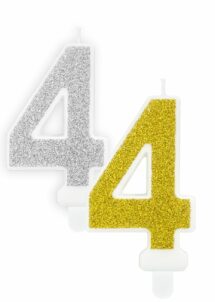 BOUGIE CHIFFRE 4 PAILLETTES, bougie chiffre 4 anniversaire, bougie 4 ans, bougie 4 dorée