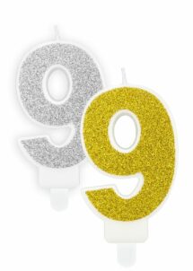 BOUGIE CHIFFRE 9 PAILLETTES, bougie chiffre 9