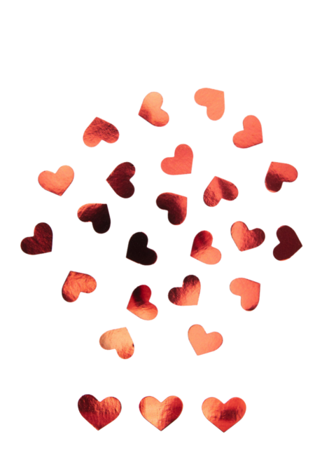 confettis coeurs rouges, confettis de table, déco coeurs rouges métal, Confettis de Table, Coeurs Rouges
