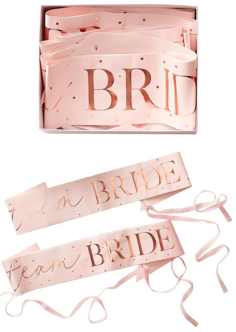 écharpe team bride, evjf, bride to be, ginger ray, Echarpe EVJF, Team Bride Rose Gold, x 6, Ginger Ray