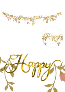 guirlande anniversaire floral, guirlande anniversaire fleurs, Guirlande Anniversaire, Happy Birthday, Floral