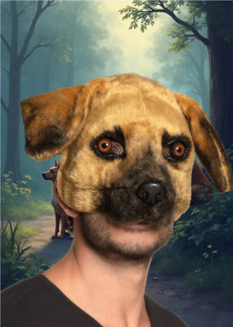 masque de chien fourrure, masque chien déguisement, Masque de Chien Fourrure Claire, Demi Visage