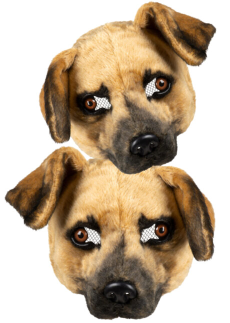 masque de chien fourrure, masque chien déguisement, Masque de Chien Fourrure Claire, Demi Visage