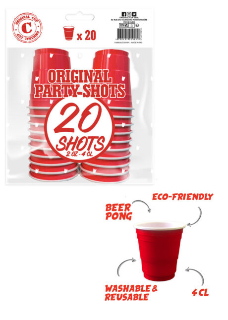 shooters, verres à shots, gobelets shot, original cup, red cup, Vaisselle États Unis, Gobelets Shooters x 20, Original Cup