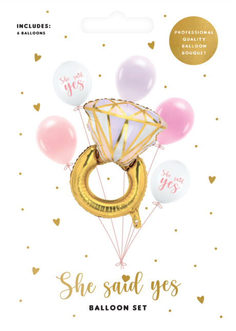 bouquet ballons evjf, ballons bride to be, ballon evjf, 6 Ballons EVJF, avec Ballon Bague, en Latex et Aluminium