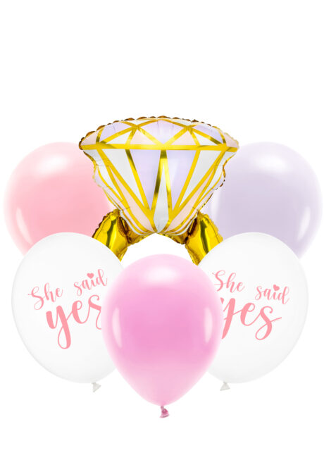 bouquet ballons evjf, ballons bride to be, ballon evjf, 6 Ballons EVJF, avec Ballon Bague, en Latex et Aluminium