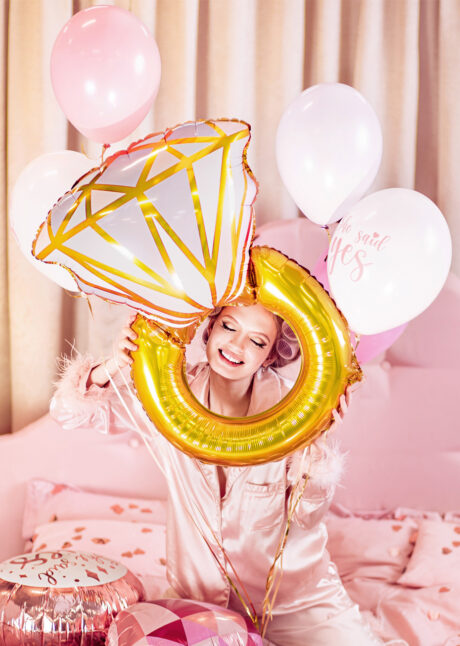 bouquet ballons evjf, ballons bride to be, ballon evjf, 6 Ballons EVJF, avec Ballon Bague, en Latex et Aluminium