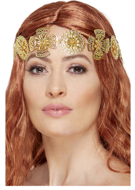 bandeau médiéval, couronne médiévale, accessoire médiéval, Bandeau Médiéval Métal Doré