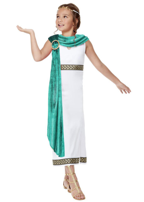 déguisement romaine, déguisement déesse romaine fille, costume de romaine enfant, Déguisement de Déesse Romaine, Drapé Vert, Fille