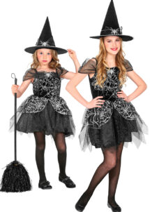 déguisement de sorcière fille halloween, costume de sorcière enfant, Déguisement de Sorcière Noire Spiders, Fille