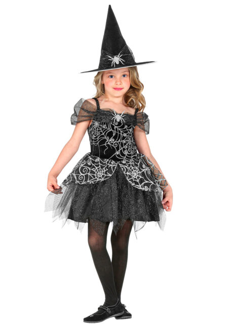 déguisement de sorcière fille halloween, costume de sorcière enfant, Déguisement de Sorcière Noire Spiders, Fille