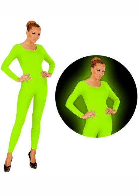 combinaison verte, justaucorps vert, body vert fluo, Justaucorps à Manches Longues, Vert Fluo