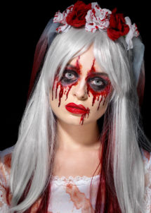 kit maquillage halloween, maquillage faux sang, maquillage mariée de la mort