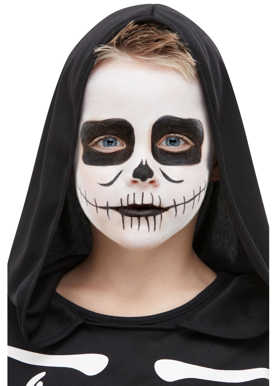 Maquillage Carnaval, Maquillage Halloween pour Visage, Noir + Blanc  Maquillage Enfants Peinture Visage pour Halloween, Noël,Carnaval