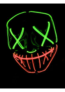 masque lumineux horreur led, masque halloween lumineux, masque lumineux halloween, Masque Nightmare La Purge, Lumineux Vert et Rouge