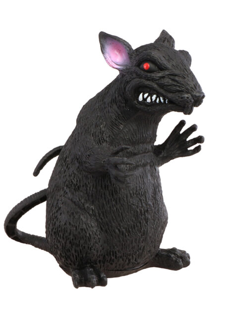 rat effrayant halloween, faux rat, rat noir déco, Rat Effrayant, Yeux Rouges et Dents Menaçantes