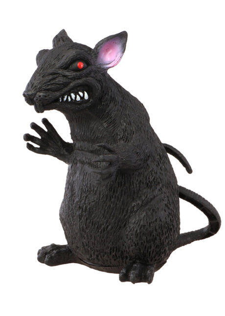rat effrayant halloween, faux rat, rat noir déco, Rat Effrayant, Yeux Rouges et Dents Menaçantes