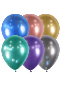 ballons miroirs, ballons baudruche multicolores, ballons brillants, Ballons Chrome, Effet Shiny Miroir, Multicolores, x 6