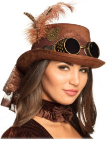 chapeau steampunk, accessoire steampunk, chapeau haut de forme, lunettes steampunk