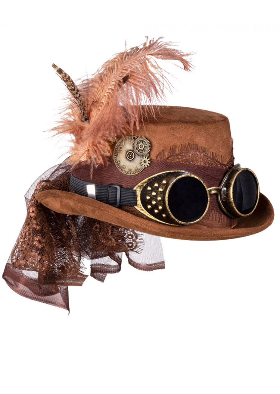 Haut-de-forme bas steampunk et lunettes 