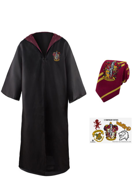 déguisement Harry Potter adulte, costume Harry Potter, cape harry potter, Déguisement Harry Potter, Robe de Sorcier, Cravate, Tatouages