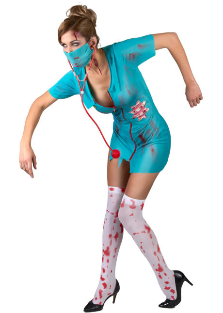 déguisement halloween femme, déguisement faux sang, déguisement infirmière, costume halloween zombie, Déguisement d’Infirmière Zombie