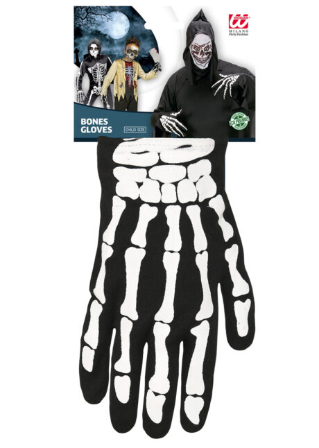 gants squelette enfant, gants halloween enfants, gants de squelette, Gants de Squelette et Tête de Mort, Enfant