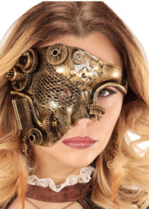 masque steampunk, accessoire steampunk, steampunk halloween, masque steampunk, loup steampunk, Masque Steampunk, Acier Gold Rouages