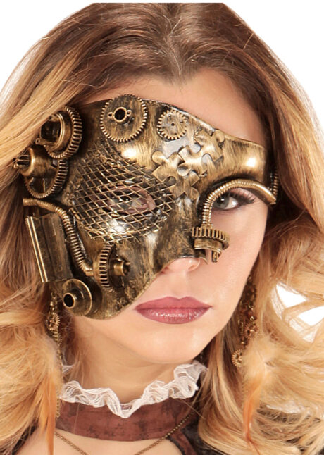 masque steampunk, accessoire steampunk, steampunk halloween, masque steampunk, loup steampunk, Masque Steampunk, Acier Gold Rouages