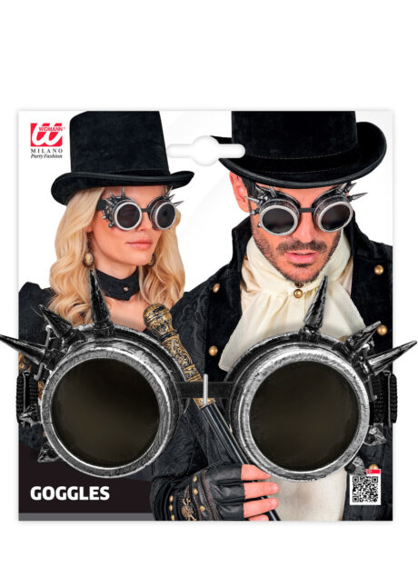 lunettes steampunk, accessoire steampunk, burning man, festival burning man, Lunettes Steampunk, Cyber, Argent