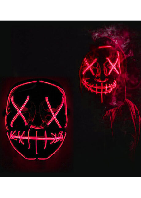 masque lumineux horreur led, masque halloween lumineux, masque lumineux halloween, Masque Nightmare La Purge, Lumineux Rouge