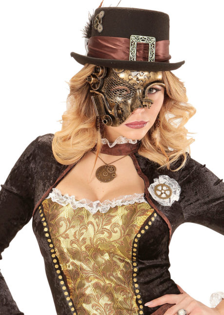 masque steampunk, accessoire steampunk, steampunk halloween, masque steampunk, loup steampunk, Masque Steampunk, Acier Gold Rouages