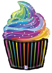 BALLON-ANNIVERSAIRE-CUPCAKE-35856, Ballon Cupcake Multicolore, en Aluminium