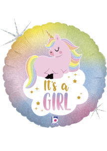 ballon hélium, ballon babyshower,ballon baby shower, ballon licorne, Ballon Baby Shower, It’s a Girl Licorne, en Aluminium