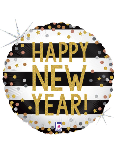 ballon bonne année, ballon hélium, ballons réveillon, ballon happy new year, ballon à l'hélium, Ballon Happy New Year Confettis, en Aluminium