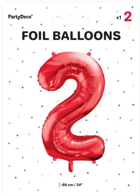 ballon chiffre 2, ballons chiffres, ballons anniversaire, ballons hélium, Ballon Chiffre 2, Rouge, 86 cm