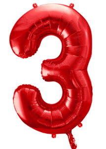 ballon chiffre 3, ballons chiffres, ballons anniversaire, ballons hélium, Ballon Chiffre 3, Rouge, 86 cm