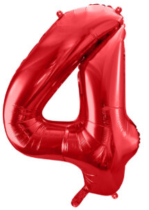 ballon chiffre 4, ballons chiffres, ballons anniversaire, ballons hélium, Ballon Chiffre 4, Rouge, 86 cm