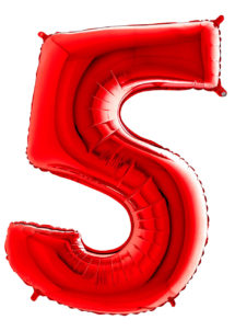ballon chiffre 5, ballons chiffres, ballons anniversaire, ballons hélium, Ballon Chiffre 5, Rouge, 66 cm