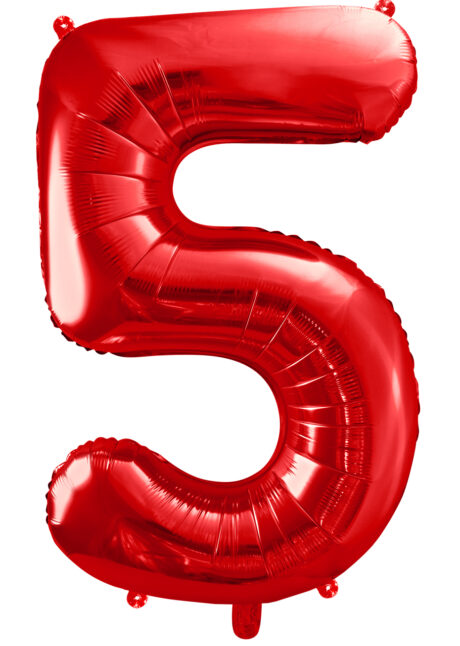 ballon chiffre 5, ballons chiffres, ballons anniversaire, ballons hélium, Ballon Chiffre 5, Rouge, 86 cm